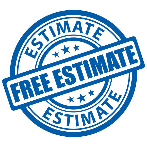 Free estimate. Blue vector stamp. Illustration icon.